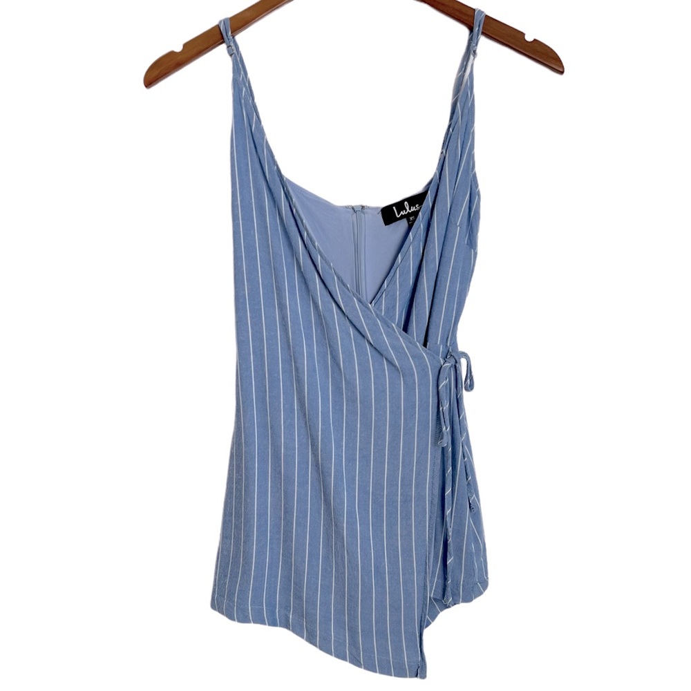 Lulus At The Seashore Light Blue Striped Romper